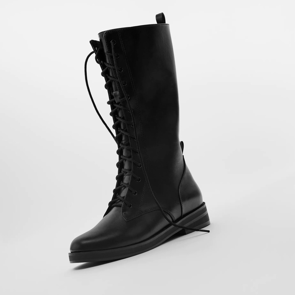 ZARA BEAUTIFUL LACED TALL BOOTS SZ 31 - Picture 2 of 6
